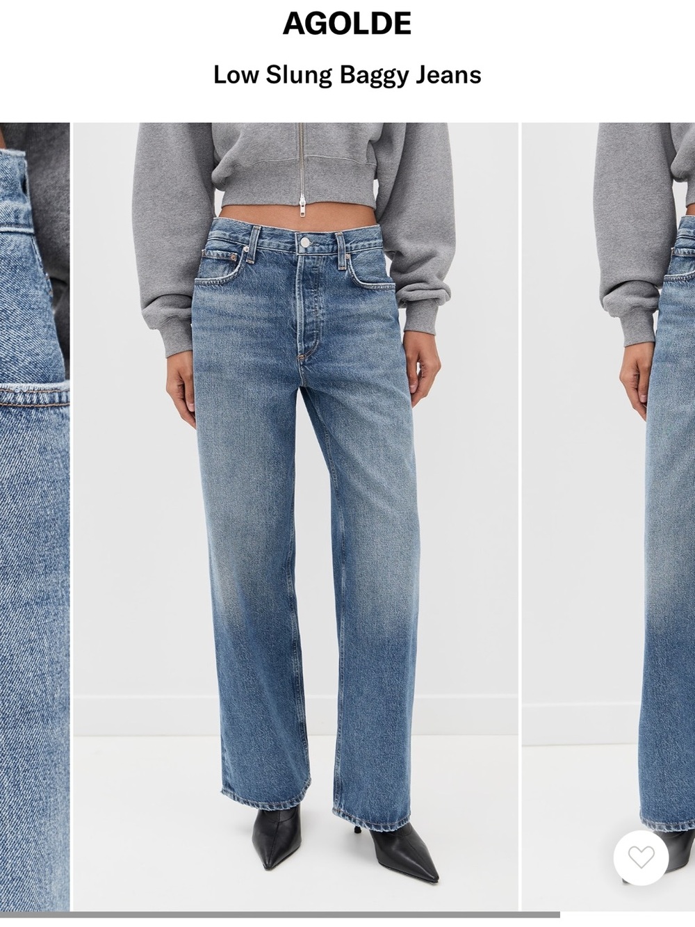 Agolde Low Slung Baggy Jeans in Faded Blue Wash